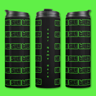 Hij Ze Bold Black & Green Thermal Tumbler Thermosbeker