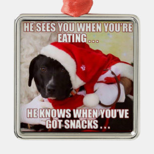 HIJ ZEGT JE WANNEER JE EAT. BLACK LAB XMAS METALEN ORNAMENT