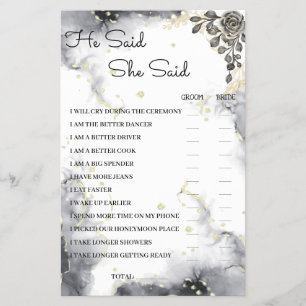 Hij zei dat ze Black Roos BridalShower Game Card z Flyer