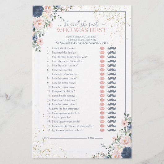 Hij zei dat ze Blue Blush Vrijgezellenfeest spel z (Voorkant)