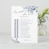 Hij zei dat ze Blue Vrijgezellenfeest Game Kaart z (Staand voorkant)