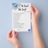 Hij zei dat ze BlueFlower Bridal ShowerGame Card Flyer (Hand)