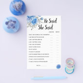 Hij zei dat ze BlueFlower Bridal ShowerGame Card Flyer (Enkel)