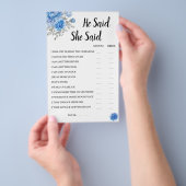 Hij zei dat ze BlueFlower Bridal ShowerGame Card Flyer (Hand)