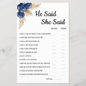 Hij zei dat ze BlueFlower Bridal ShowerGame Card Flyer (Voorkant)