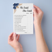 Hij zei dat ze BlueFlower Bridal ShowerGame Card Flyer (Hand)