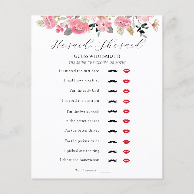 Hij zei dat ze Bridal Tea Shower Game zei (Voorkant)