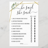 Hij zei dat ze de Gold Greenery Shower-spelkaart z Flyer (Voorkant)