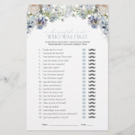 Hij zei dat ze Dusty Blue Floral Shower Game zei