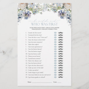 Hij zei dat ze Dusty Blue Floral Shower Game zei