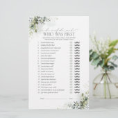 Hij zei dat ze Dusty Blue Greenery Shower Game zei (Staand voorkant)