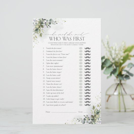 Hij zei dat ze Dusty Blue Greenery Shower Game zei (Staand voorkant)