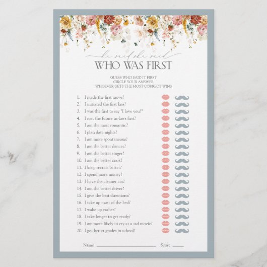 Hij zei dat ze Dusty Blue Vrijgezellenfeest Game z (Voorkant)