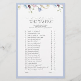 Hij zei dat ze Dusty Blue Wildflower Shower Game z