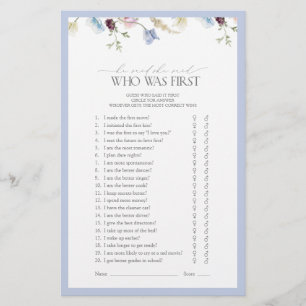 Hij zei dat ze Dusty Blue Wildflower Shower Game z