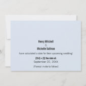 Hij zei dat ze een binaire code had gegeven om de  save the date (Achterkant)