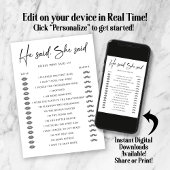 Hij zei dat ze een huwelijksverlovingsfeestspel ze kaart