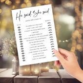 Hij zei dat ze een huwelijksverlovingsfeestspel ze kaart