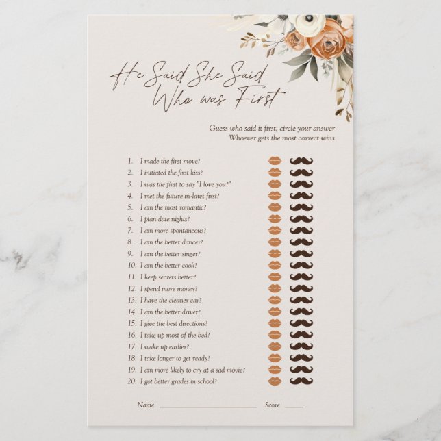 Hij zei dat ze Espresso Floral Bridal Game zei (Voorkant)