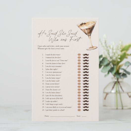 Hij zei dat ze Espresso Martini Bridal Game zei (Staand voorkant)