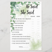 Hij zei dat ze Eucalyptus BridalShower-Kaart zei Flyer (Voorkant)