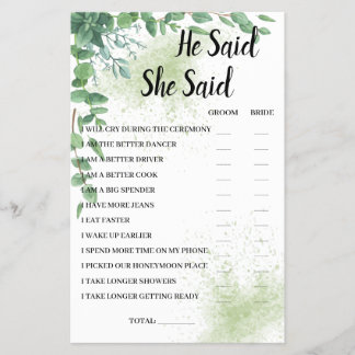 Hij zei dat ze Eucalyptus BridalShower-Kaart zei Flyer