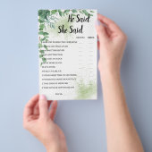 Hij zei dat ze Eucalyptus BridalShower-Kaart zei Flyer (Hand)