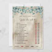  Hij zei dat ze Eucalyptus Vrijgezellenfeest Game  Kaart (Voorkant)