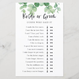 Hij zei dat ze Eucalyptus Vrijgezellenfeest Game z