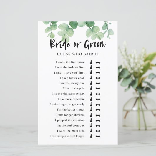 Hij zei dat ze Eucalyptus Vrijgezellenfeest Game z (Staand voorkant)