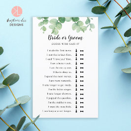 Hij zei dat ze Eucalyptus Vrijgezellenfeest Game z