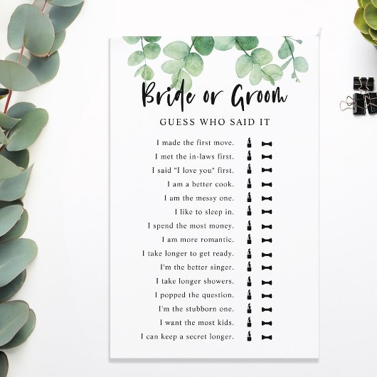 Hij zei dat ze Eucalyptus Vrijgezellenfeest Game z