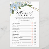 Hij zei dat ze Game Dusty Blue Vrijgezellenfeest z Flyer (Voorkant)