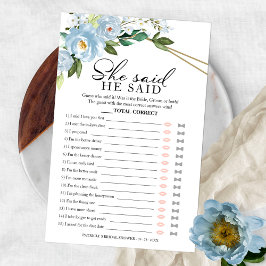 Hij zei dat ze Game Dusty Blue Vrijgezellenfeest z Flyer