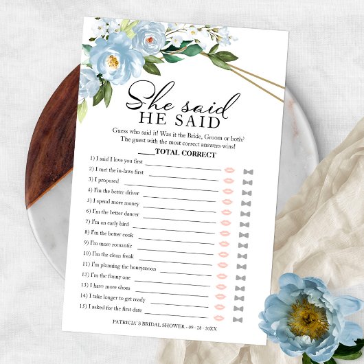 Hij zei dat ze Game Dusty Blue Vrijgezellenfeest z Flyer