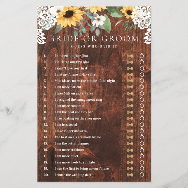 Hij zei dat ze Gele Floral Zonnebloem Game zei (Voorkant)