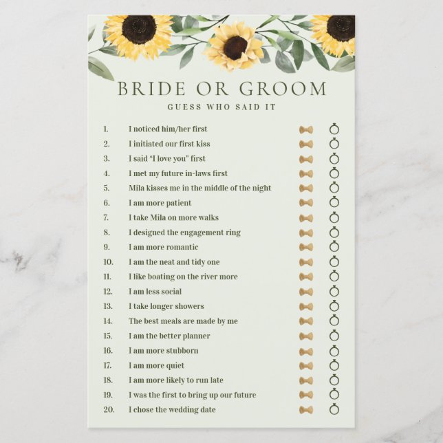 Hij zei dat ze Gele Floral Zonnebloem Groen zei (Voorkant)