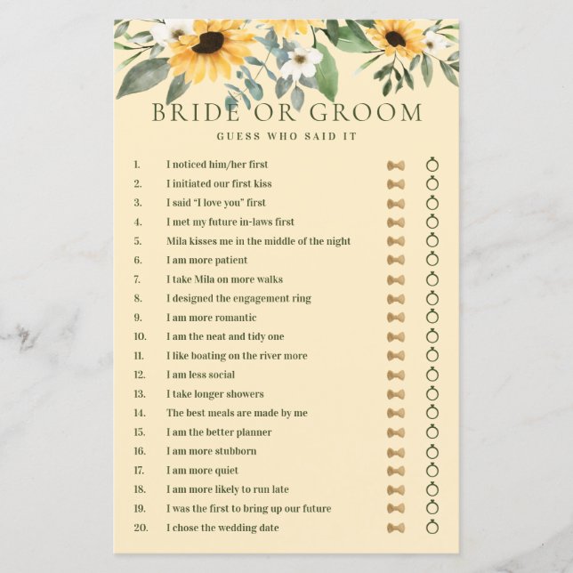 Hij zei dat ze Gele Floral Zonnebloem zei (Voorkant)