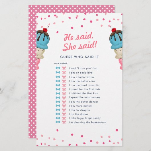 Hij zei dat ze gokte wie het beste Vrijgezellenfee (Voorkant / Achterkant)