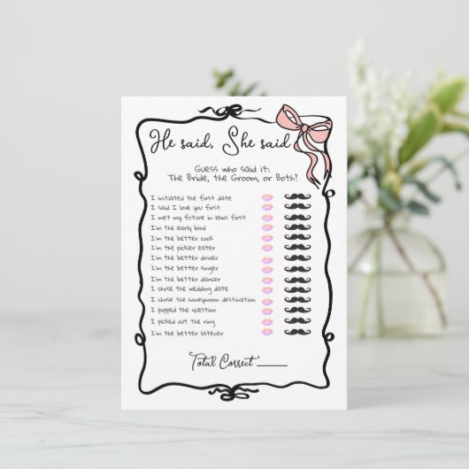 Hij zei dat ze Hand Drawn Bow Vrijgezellenfeest sp Kaart (Staand voorkant)