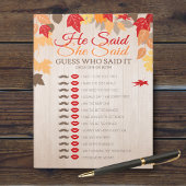 Hij zei dat ze Herfst Vrijgezellenfeest Game Pack  Notitieblok