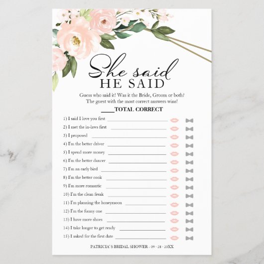 Hij zei dat ze het Vrijgezellenfeest 'Spel roze bl Flyer (Voorkant)