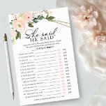 Hij zei dat ze het Vrijgezellenfeest 'Spel roze bl Flyer<br><div class="desc">Hij zei dat ze Game Pink Blush Vrijgezellenfeest Flyer zei</div>