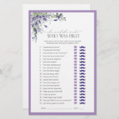 Hij zei dat ze Lavendel Vrijgezellenfeest spel zei (Voorkant / Achterkant)