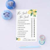 Hij zei dat ze Lemon Vrijgezellenfeest Game Kaart  (Enkel)