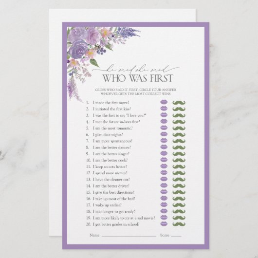 Hij zei dat ze Lila lavendel Vrijgezellenfeest spe (Voorkant / Achterkant)