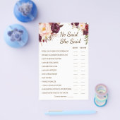 Hij zei dat ze Marsala Couple Shower Game Card zei Flyer (Enkel)