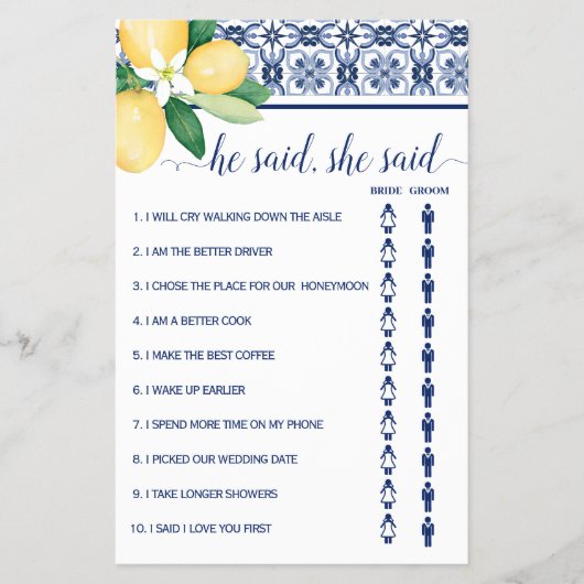 Hij zei dat ze mediterrane douche spel Kaart zei (Voorkant)