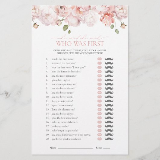 Hij zei dat ze Pink Flowers Vrijgezellenfeest Game (Voorkant)