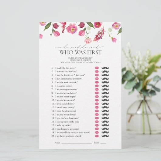 Hij zei dat ze Pink Flowers Vrijgezellenfeest Game (Staand voorkant)